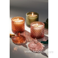 colored embossed glass candlestick holder set